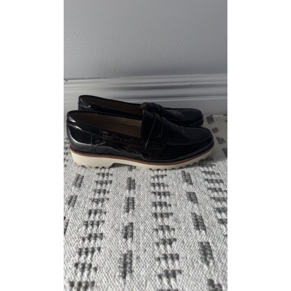 Karl Lagerfeld Paris Moyen Black Slip On Patent Leather Loafer Shoes 6.5 - Picture 2 of 7